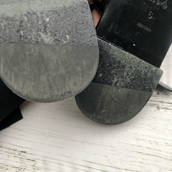 Coach “Eden” Metallic Logo Link Leather Sandals - Picture 6 of 9